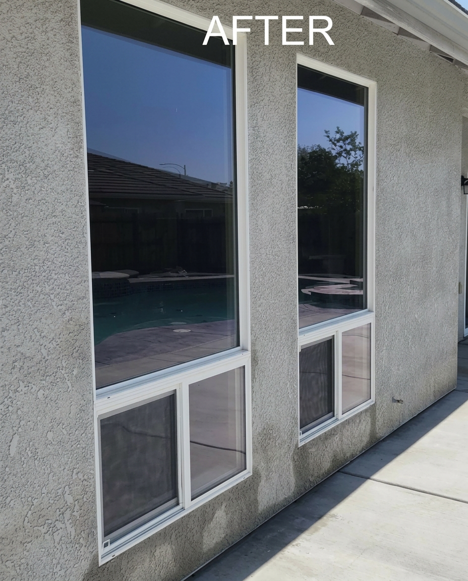 Same residential windows sparkling clean and streak-free after professional cleaning by Dan Coelho